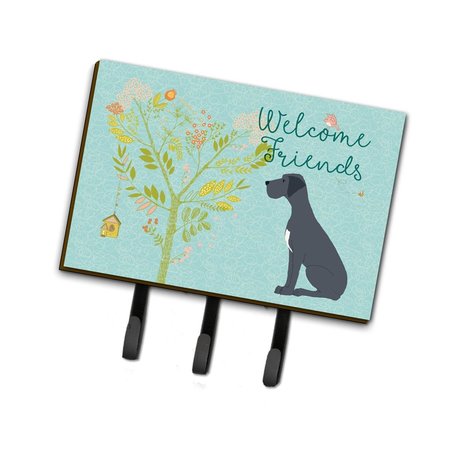 MICASA Welcome Friends Black Great Dane Leash or Key Holder6 x 2 x 9 in. MI951073